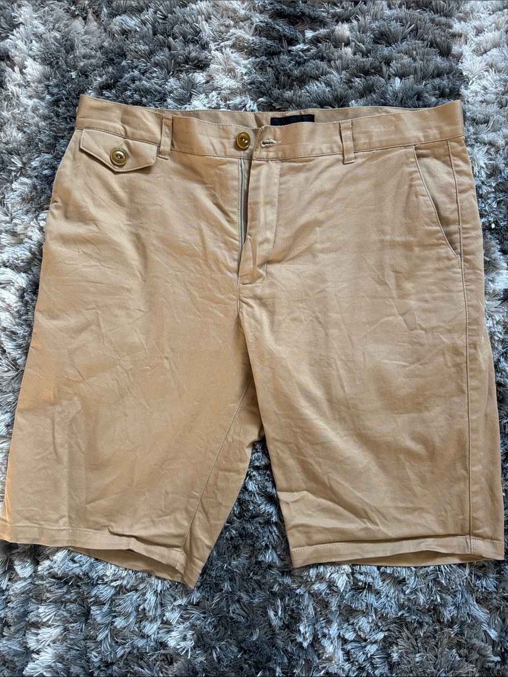 100% cotton Flat Front Men's Shorts in Tan - Classic Casual Style